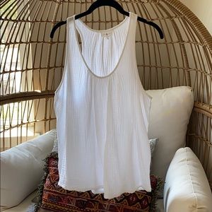 Lou & Grey White Gauzy Swing Top L